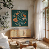 Winged Study IV by Janelle Penner. Shown in a natural wood frame in a cozy modern living room. Available as an archival giclee rolled canvas, fine art paper, or poster print. SKU 62896a.