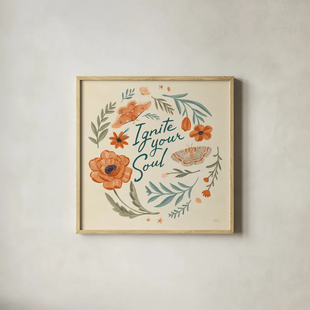 Winged Study IV Cream by Janelle Penner. Shown in a natural wood glass frame for a timeless modern aesthetic. Available as an archival giclee rolled canvas, fine art paper, or poster print. SKU 67028a.