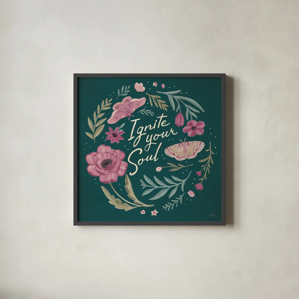 Winged Study IV Plum by Janelle Penner. Shown in a sleek black glass frame for a contemporary gallery look. Available as an archival giclee rolled canvas, fine art paper, or poster print. SKU 64062a.