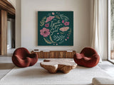 Winged Study IV Plum by Janelle Penner. Shown as extra-large giant wall art in a modern living room. Available as an archival giclee rolled canvas, fine art paper, or poster print. SKU 64062a.