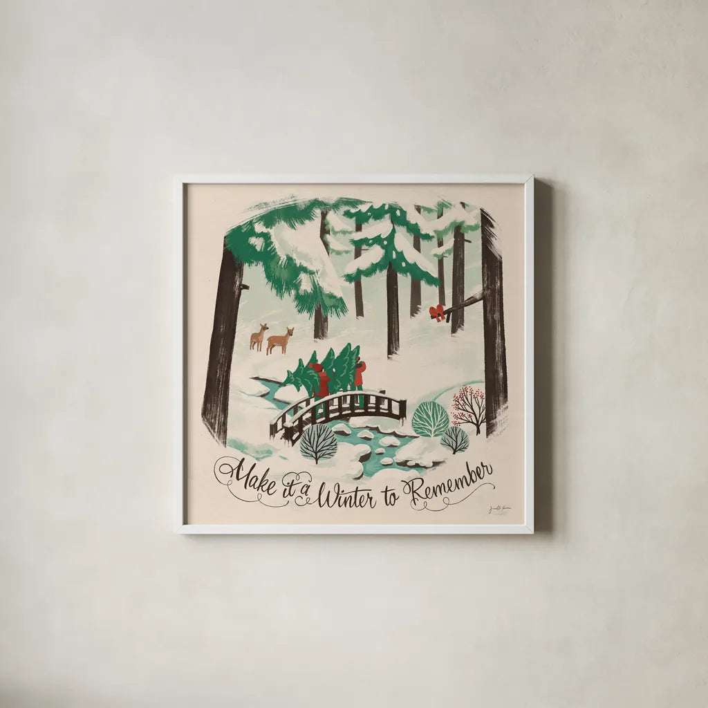 Winter Bliss II by Janelle Penner. Shown in a crisp white glass frame for a clean and minimalist style. Available as an archival giclee rolled canvas, fine art paper, or poster print. SKU 63557a.