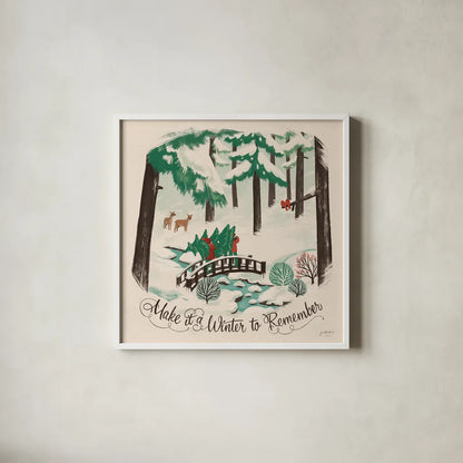 Winter Bliss II by Janelle Penner. Shown in a crisp white glass frame for a clean and minimalist style. Available as an archival giclee rolled canvas, fine art paper, or poster print. SKU 63557a.