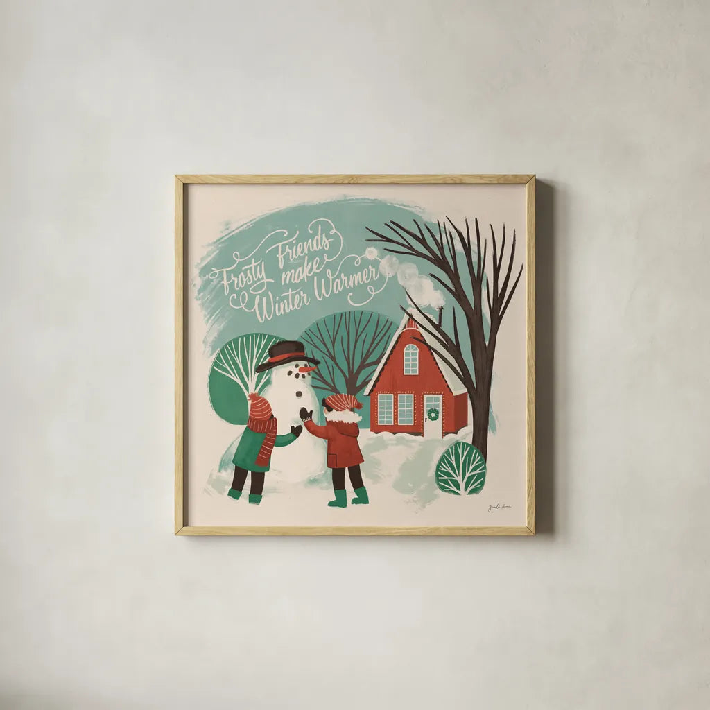 Winter Bliss III by Janelle Penner. Shown in a natural wood glass frame for a timeless modern aesthetic. Available as an archival giclee rolled canvas, fine art paper, or poster print. SKU 63558a.