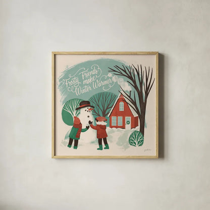 Winter Bliss III by Janelle Penner. Shown in a natural wood glass frame for a timeless modern aesthetic. Available as an archival giclee rolled canvas, fine art paper, or poster print. SKU 63558a.