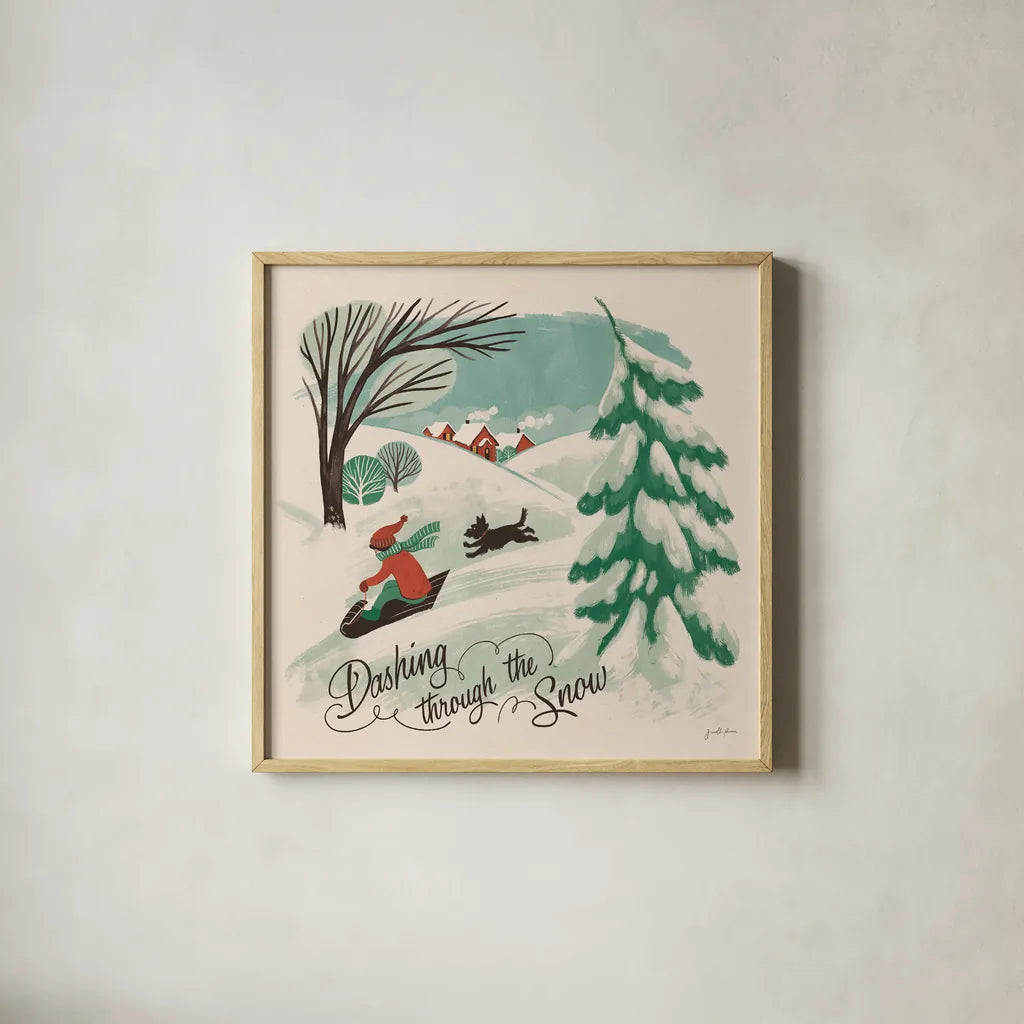 Winter Bliss IV by Janelle Penner. Shown in a natural wood glass frame for a timeless modern aesthetic. Available as an archival giclee rolled canvas, fine art paper, or poster print. SKU 63559a.