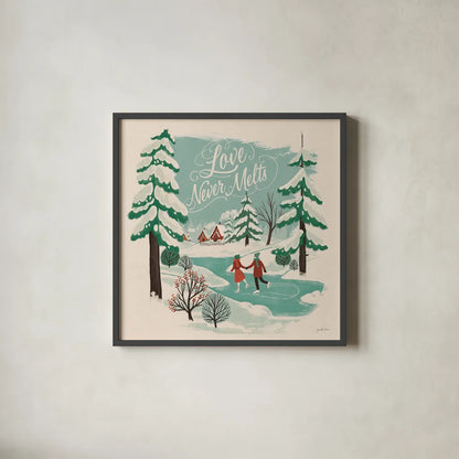 Winter Bliss V by Janelle Penner. Shown in a sleek black glass frame for a contemporary gallery look. Available as an archival giclee rolled canvas, fine art paper, or poster print. SKU 63560a.