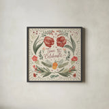 Winter Blooms III by Janelle Penner. Shown in a sleek black glass frame for a contemporary gallery look. Available as an archival giclee rolled canvas, fine art paper, or poster print. SKU 70769a.