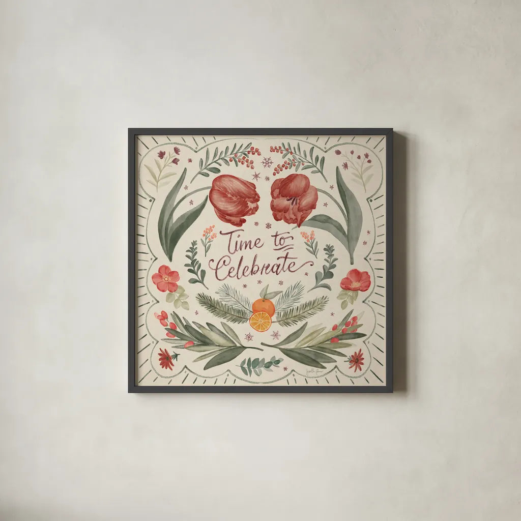 Winter Blooms III by Janelle Penner. Shown in a sleek black glass frame for a contemporary gallery look. Available as an archival giclee rolled canvas, fine art paper, or poster print. SKU 70769a.