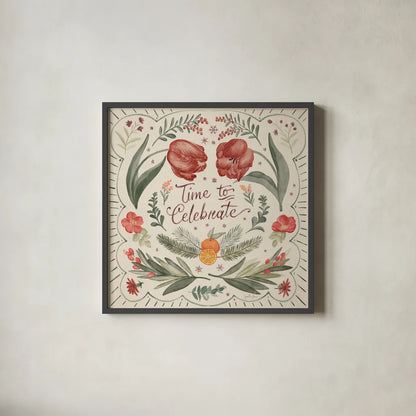 Winter Blooms III by Janelle Penner. Shown in a sleek black glass frame for a contemporary gallery look. Available as an archival giclee rolled canvas, fine art paper, or poster print. SKU 70769a.