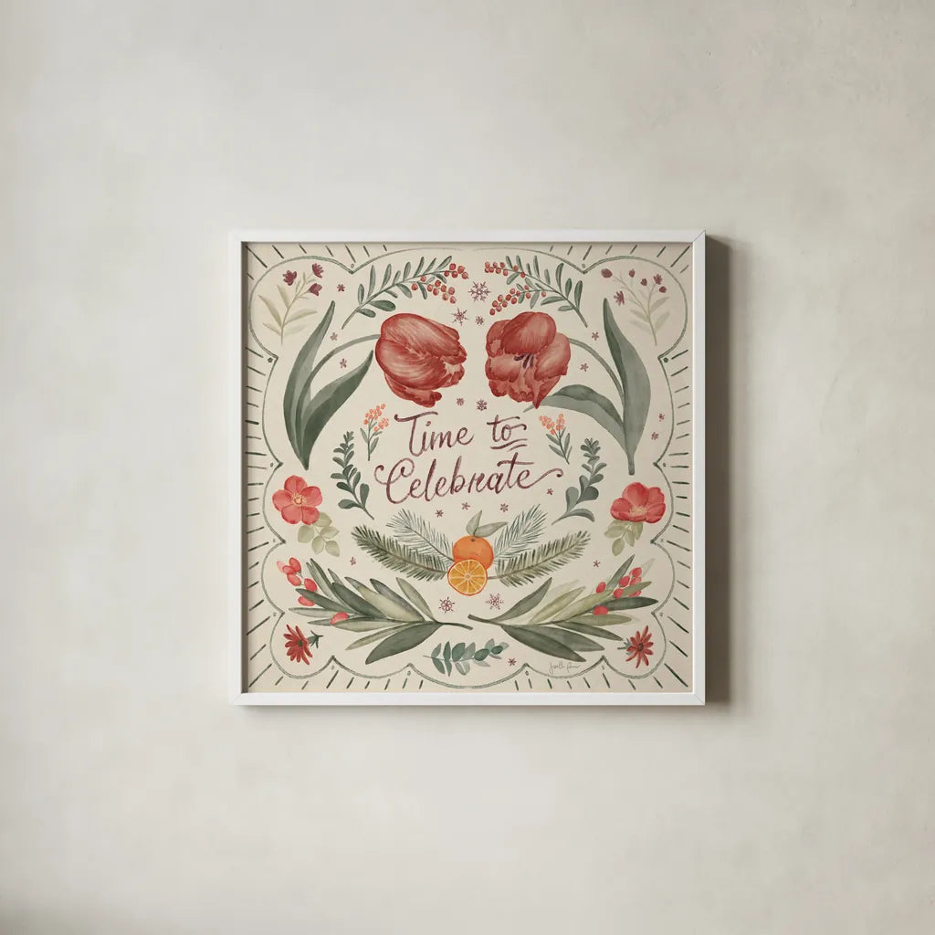 Winter Blooms III by Janelle Penner. Shown in a crisp white glass frame for a clean and minimalist style. Available as an archival giclee rolled canvas, fine art paper, or poster print. SKU 70769a.