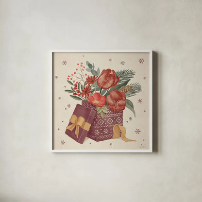 Winter Blooms IV by Janelle Penner. Shown in a crisp white glass frame for a clean and minimalist style. Available as an archival giclee rolled canvas, fine art paper, or poster print. SKU 70770a.