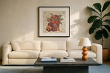 Winter Blooms IV by Janelle Penner. Displayed in a glass frame with matte in a clean modern living room. Available as an archival giclee rolled canvas, fine art paper, or poster print. SKU 70770a.