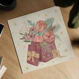 Winter Blooms IV Pink by Janelle Penner. Shown as a detailed flat fine art print, highlighting archival giclee quality. Available as an archival giclee rolled canvas, fine art paper, or poster print. SKU 75137a.