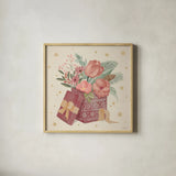 Winter Blooms IV Pink by Janelle Penner. Shown in a natural wood glass frame for a timeless modern aesthetic. Available as an archival giclee rolled canvas, fine art paper, or poster print. SKU 75137a.