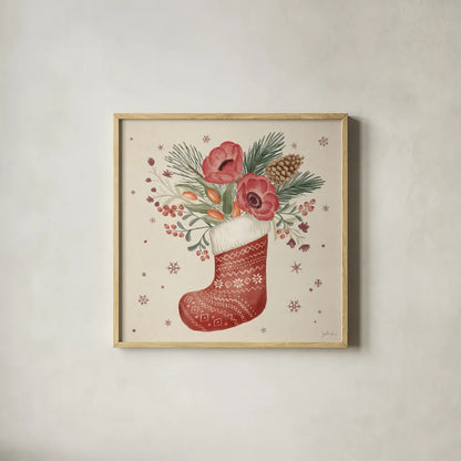 Winter Blooms V by Janelle Penner. Shown in a natural wood glass frame for a timeless modern aesthetic. Available as an archival giclee rolled canvas, fine art paper, or poster print. SKU 70771a.