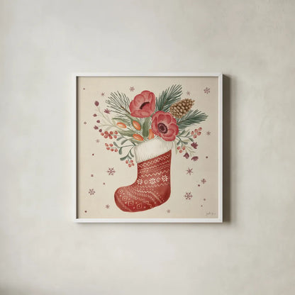 Winter Blooms V by Janelle Penner. Shown in a crisp white glass frame for a clean and minimalist style. Available as an archival giclee rolled canvas, fine art paper, or poster print. SKU 70771a.