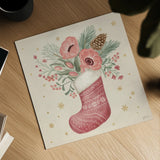 Winter Blooms V Pink by Janelle Penner. Shown as a detailed flat fine art print, highlighting archival giclee quality. Available as an archival giclee rolled canvas, fine art paper, or poster print. SKU 75138a.