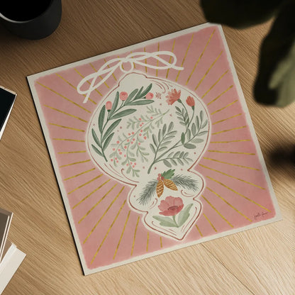 Winter Blooms VI Pink by Janelle Penner. Shown as a detailed flat fine art print, highlighting archival giclee quality. Available as an archival giclee rolled canvas, fine art paper, or poster print. SKU 75139a.