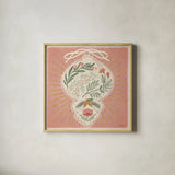 Winter Blooms VI Pink by Janelle Penner. Shown in a natural wood glass frame for a timeless modern aesthetic. Available as an archival giclee rolled canvas, fine art paper, or poster print. SKU 75139a.