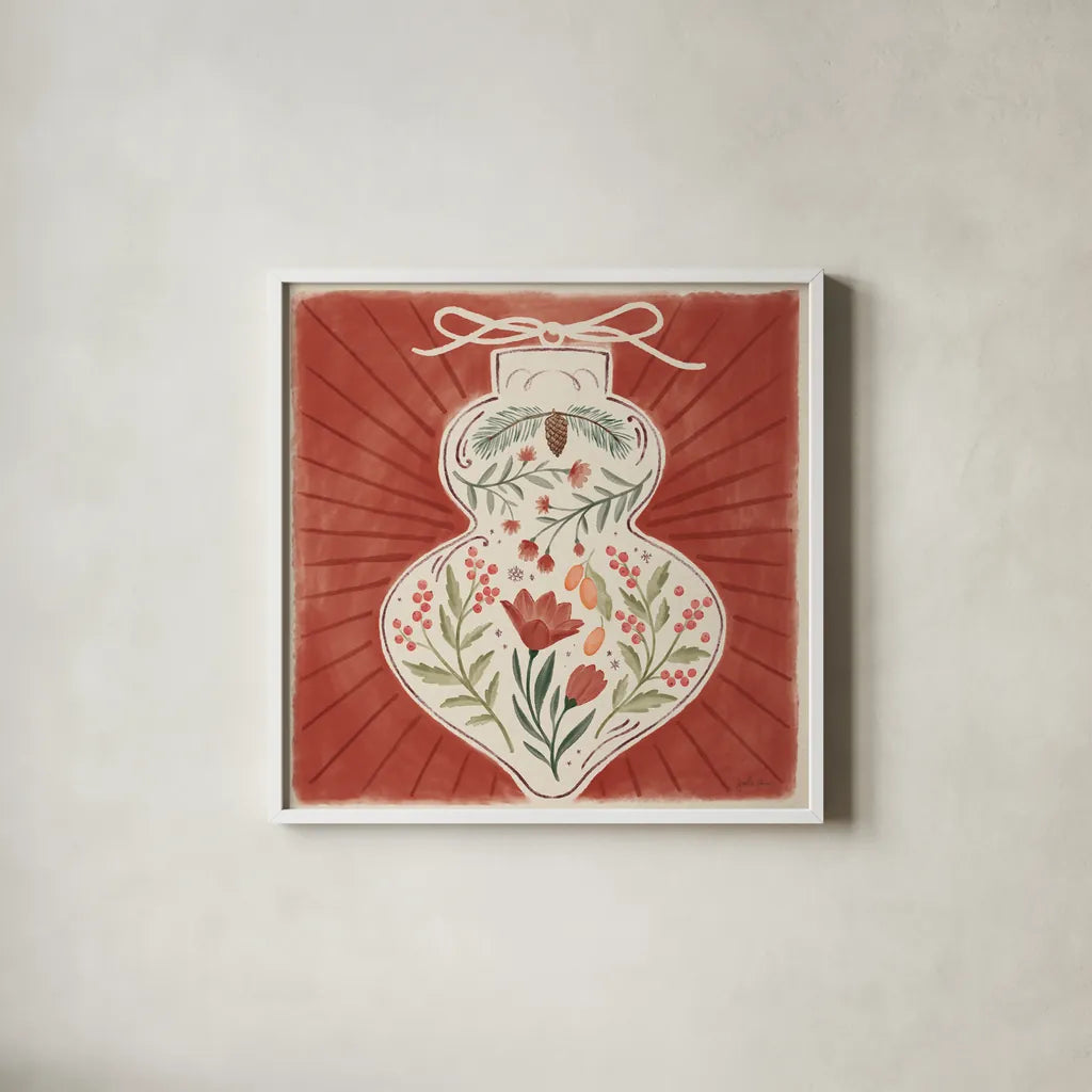 Winter Blooms VII by Janelle Penner. Shown in a crisp white glass frame for a clean and minimalist style. Available as an archival giclee rolled canvas, fine art paper, or poster print. SKU 70773a.