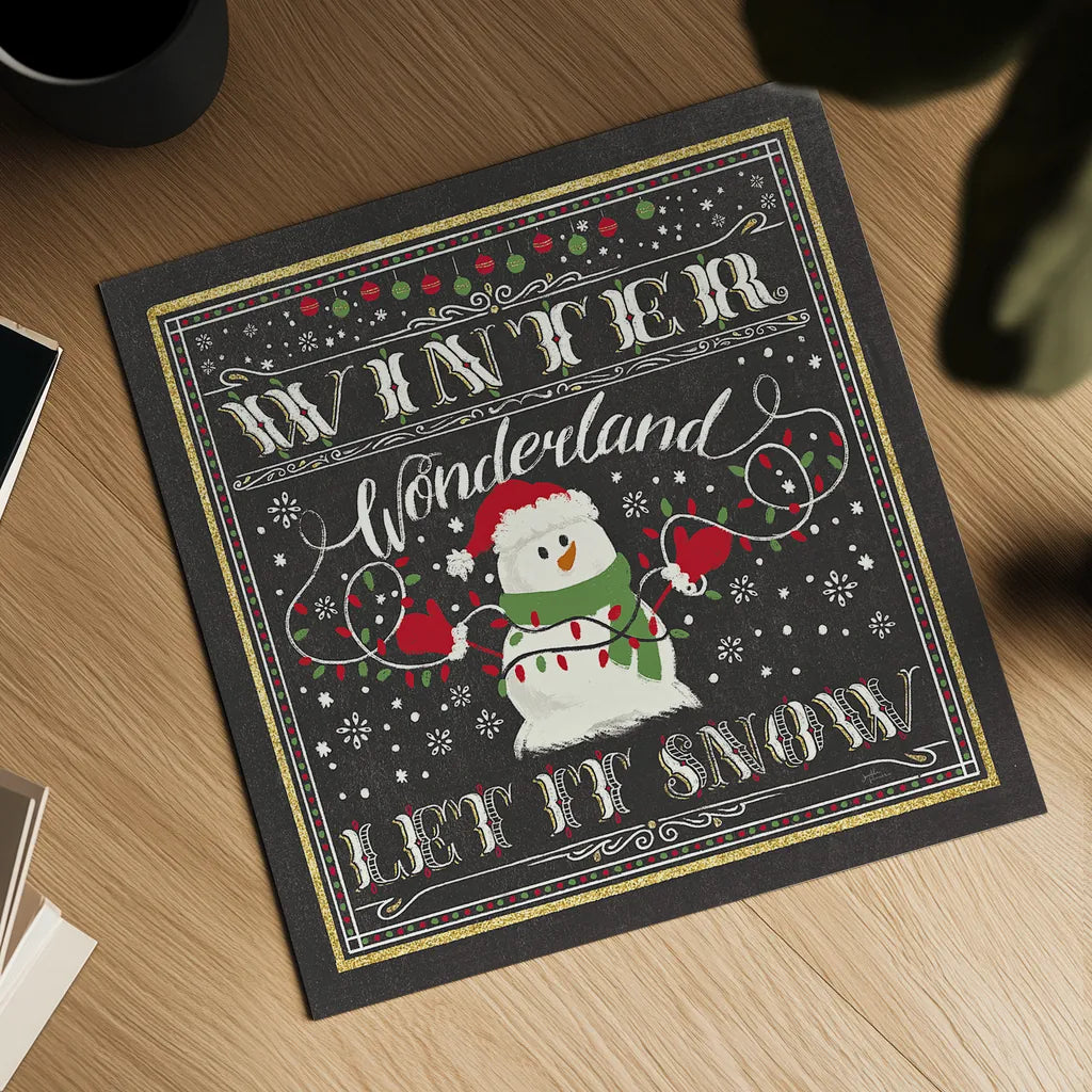 Winter Wonderland III-Let It Snow by Janelle Penner. Shown as a detailed flat fine art print, highlighting archival giclee quality. Available as an archival giclee rolled canvas, fine art paper, or poster print. SKU 35316a.