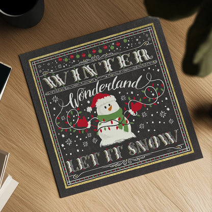 Winter Wonderland III-Let It Snow by Janelle Penner. Shown as a detailed flat fine art print, highlighting archival giclee quality. Available as an archival giclee rolled canvas, fine art paper, or poster print. SKU 35316a.