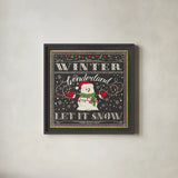 Winter Wonderland III-Let It Snow by Janelle Penner. Shown in a sleek black glass frame for a contemporary gallery look. Available as an archival giclee rolled canvas, fine art paper, or poster print. SKU 35316a.