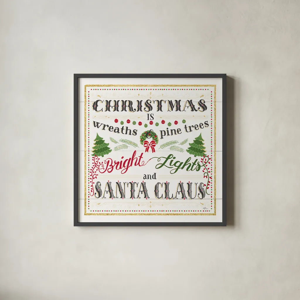 Winter Wonderland VI Shiplap by Janelle Penner. Shown in a sleek black glass frame for a contemporary gallery look. Available as an archival giclee rolled canvas, fine art paper, or poster print. SKU 37373a.