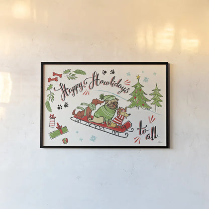 Winter Wooferland I by Janelle Penner. shown as a paper print in a black flame. Available as a archival giclee rolled canvas, fine art paper, or poster print. SKU 36033i.