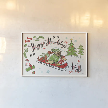 Winter Wooferland I by Janelle Penner. shown as a paper print in a white frame. Available as a archival giclee rolled canvas, fine art paper, or poster print. SKU 36033i.