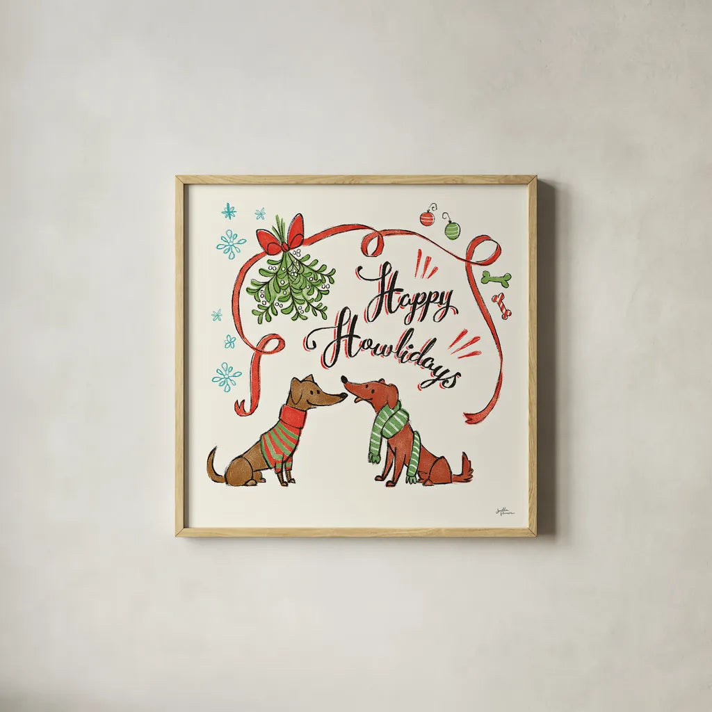 Winter Wooferland IV by Janelle Penner. Shown in a natural wood glass frame for a timeless modern aesthetic. Available as an archival giclee rolled canvas, fine art paper, or poster print. SKU 36036a.