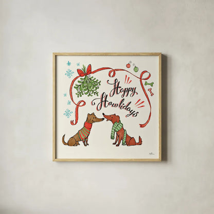 Winter Wooferland IV by Janelle Penner. Shown in a natural wood glass frame for a timeless modern aesthetic. Available as an archival giclee rolled canvas, fine art paper, or poster print. SKU 36036a.