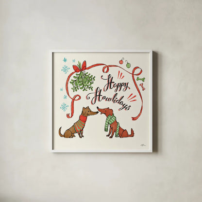 Winter Wooferland IV by Janelle Penner. Shown in a crisp white glass frame for a clean and minimalist style. Available as an archival giclee rolled canvas, fine art paper, or poster print. SKU 36036a.