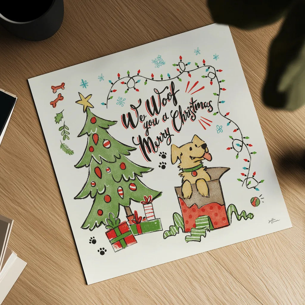 Winter Wooferland VI by Janelle Penner. Shown as a detailed flat fine art print, highlighting archival giclee quality. Available as an archival giclee rolled canvas, fine art paper, or poster print. SKU 59149a.