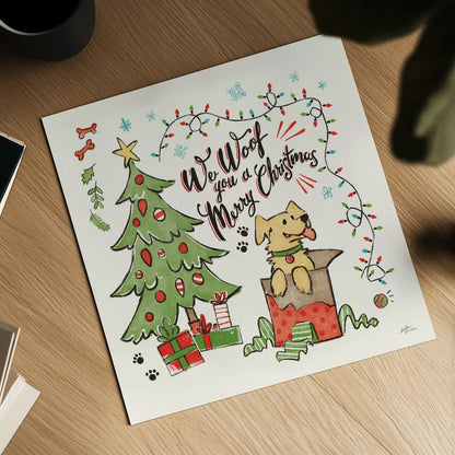 Winter Wooferland VI by Janelle Penner. Shown as a detailed flat fine art print, highlighting archival giclee quality. Available as an archival giclee rolled canvas, fine art paper, or poster print. SKU 59149a.