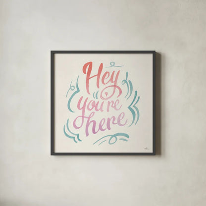 Youre Here I by Janelle Penner. Shown in a sleek black glass frame for a contemporary gallery look. Available as an archival giclee rolled canvas, fine art paper, or poster print. SKU 62277a.