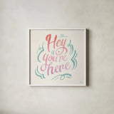 Youre Here I by Janelle Penner. Shown in a crisp white glass frame for a clean and minimalist style. Available as an archival giclee rolled canvas, fine art paper, or poster print. SKU 62277a.