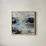 Abstract Morning by Jeanette Vertentes. Shown in a natural wood glass frame for a timeless modern aesthetic. Available as an archival giclee rolled canvas, fine art paper, or poster print. SKU 72612a.