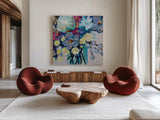 Affectionate by Jeanette Vertentes. Shown as extra-large giant wall art in a modern living room. Available as an archival giclee rolled canvas, fine art paper, or poster print. SKU 95746a.