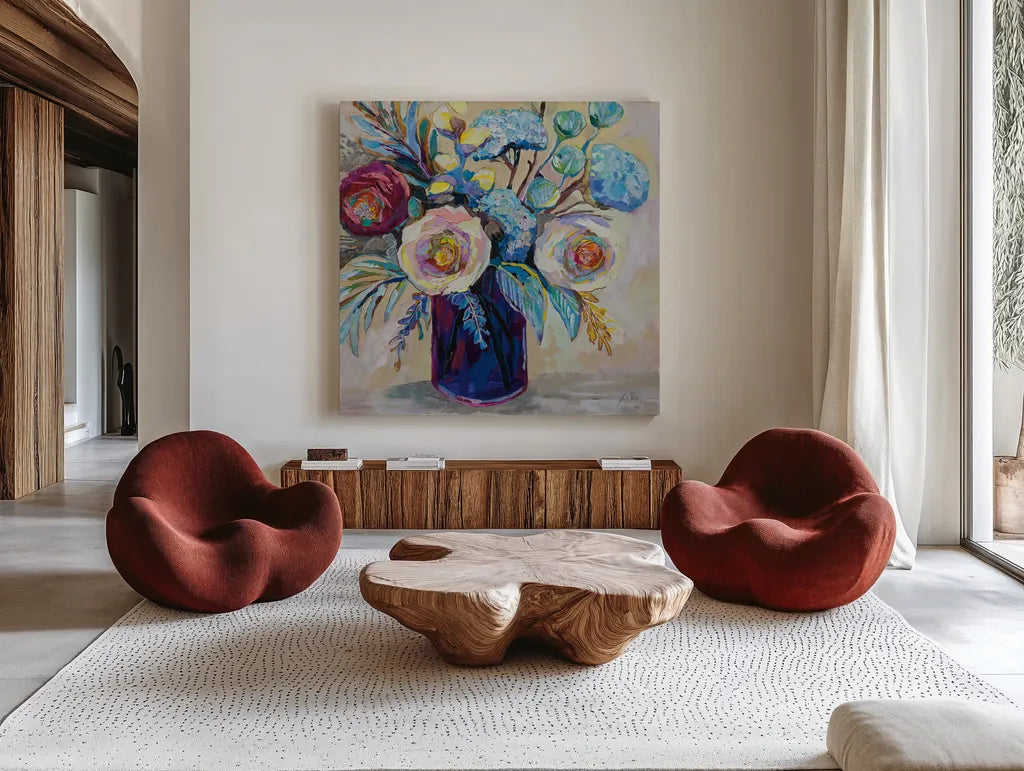 All Grown Up by Jeanette Vertentes. Shown as extra-large giant wall art in a modern living room. Available as an archival giclee rolled canvas, fine art paper, or poster print. SKU 100308a.