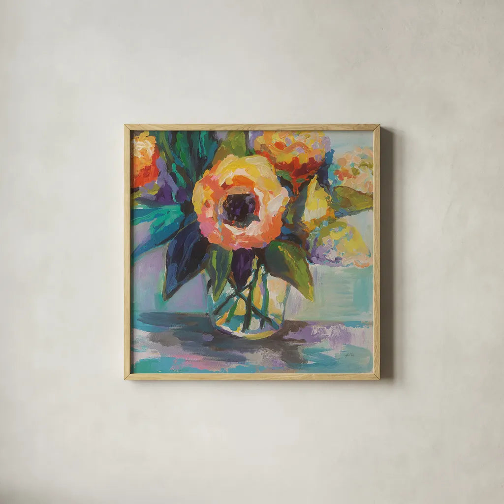 Baby Glow by Jeanette Vertentes. Shown in a natural wood glass frame for a timeless modern aesthetic. Available as an archival giclee rolled canvas, fine art paper, or poster print. SKU 49141a.