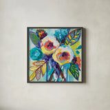 Bahamas Morning by Jeanette Vertentes. Shown in a sleek black glass frame for a contemporary gallery look. Available as an archival giclee rolled canvas, fine art paper, or poster print. SKU 53470a.