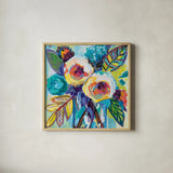 Bahamas Morning by Jeanette Vertentes. Shown in a natural wood glass frame for a timeless modern aesthetic. Available as an archival giclee rolled canvas, fine art paper, or poster print. SKU 53470a.
