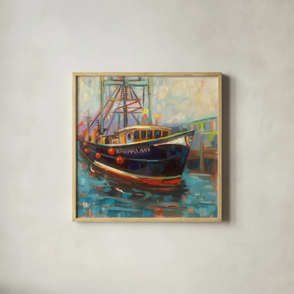 Barbara Ann by Jeanette Vertentes. Shown in a natural wood glass frame for a timeless modern aesthetic. Available as an archival giclee rolled canvas, fine art paper, or poster print. SKU 49331a.