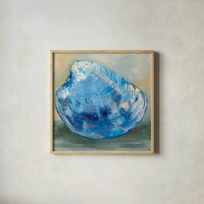 Beach Comber Dark Blue by Jeanette Vertentes. Shown in a natural wood glass frame for a timeless modern aesthetic. Available as an archival giclee rolled canvas, fine art paper, or poster print. SKU 79088a.
