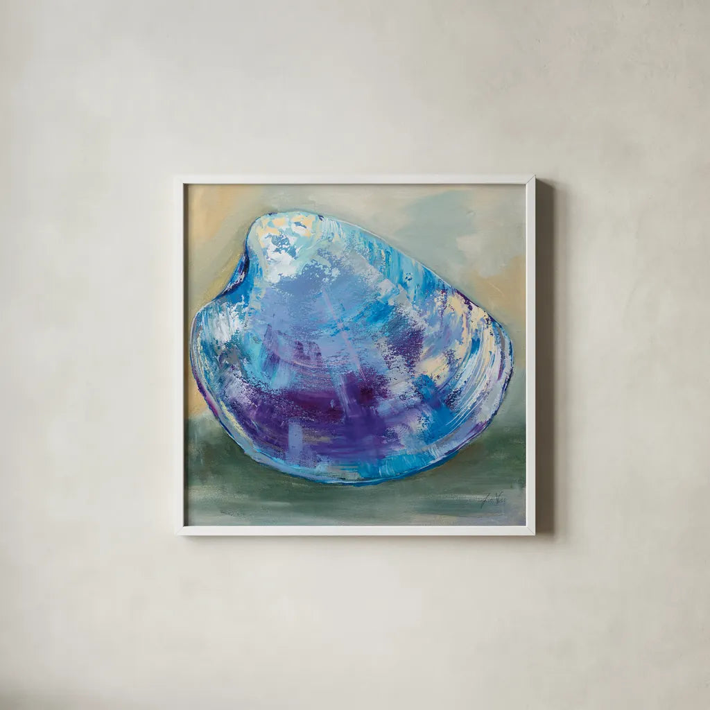 Beach Comber II by Jeanette Vertentes. Shown in a crisp white glass frame for a clean and minimalist style. Available as an archival giclee rolled canvas, fine art paper, or poster print. SKU 78750a.