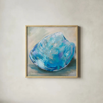 Beach Comber III by Jeanette Vertentes. Shown in a natural wood glass frame for a timeless modern aesthetic. Available as an archival giclee rolled canvas, fine art paper, or poster print. SKU 78751a.