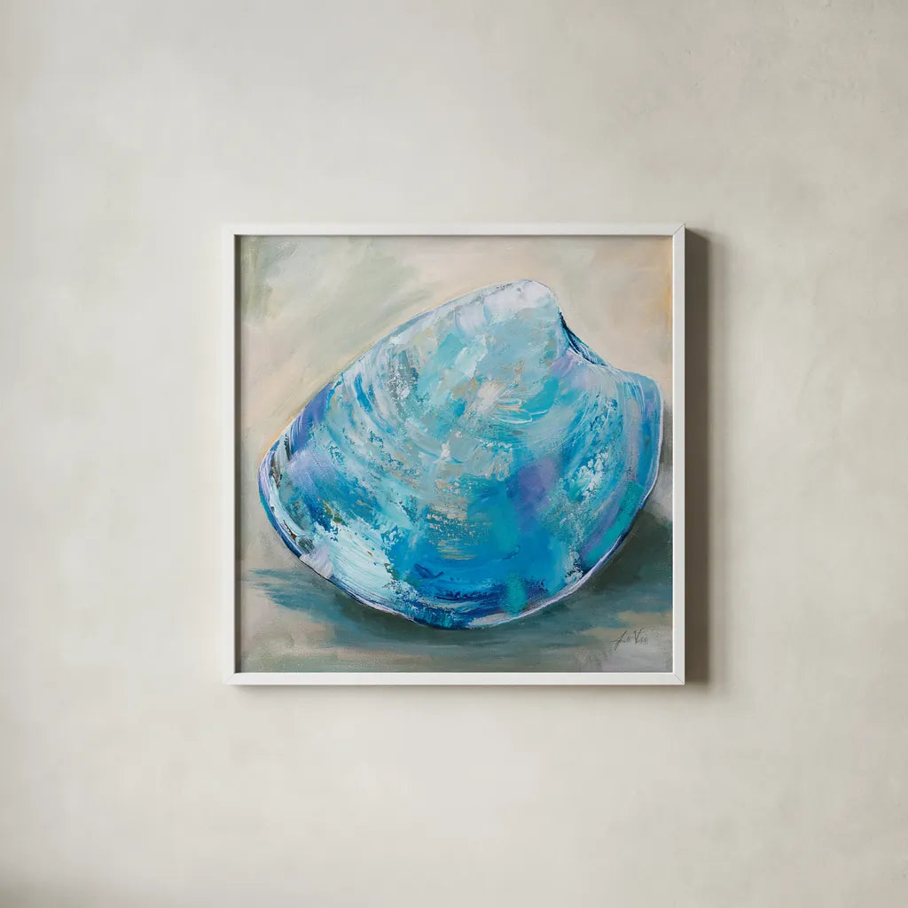 Beach Comber III by Jeanette Vertentes. Shown in a crisp white glass frame for a clean and minimalist style. Available as an archival giclee rolled canvas, fine art paper, or poster print. SKU 78751a.