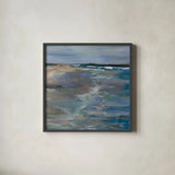 Beach Walk by Jeanette Vertentes. Shown in a sleek black glass frame for a contemporary gallery look. Available as an archival giclee rolled canvas, fine art paper, or poster print. SKU 100313a.