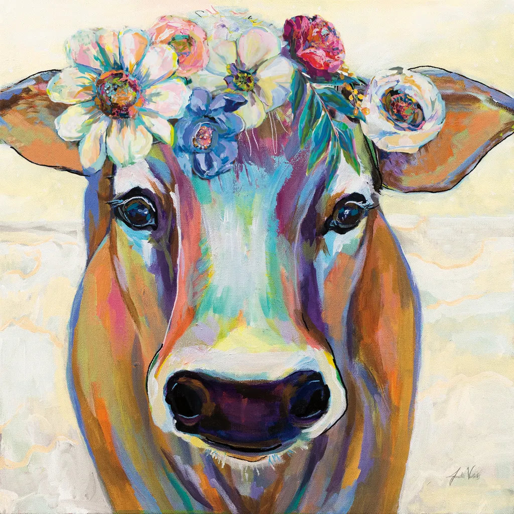 Beau with Flowers by Jeanette Vertentes. SKU 62318a. Archival Giclee Fine art print for wall decor.